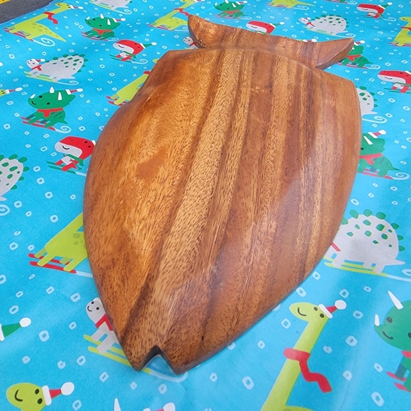 Vintage Monkeypod Wood Serving Dish Fish Tray - Picture 7 of 7